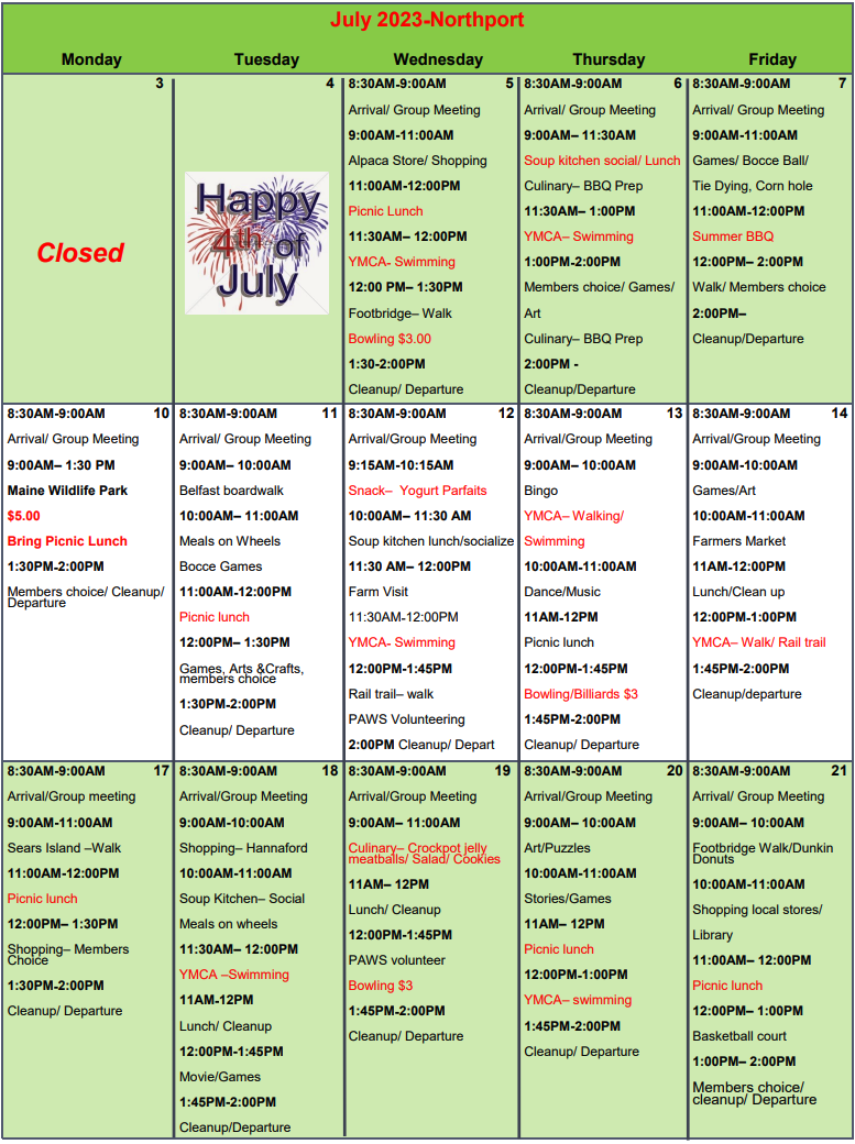 Calendar of Events Citizens of Maine Hampden Maine